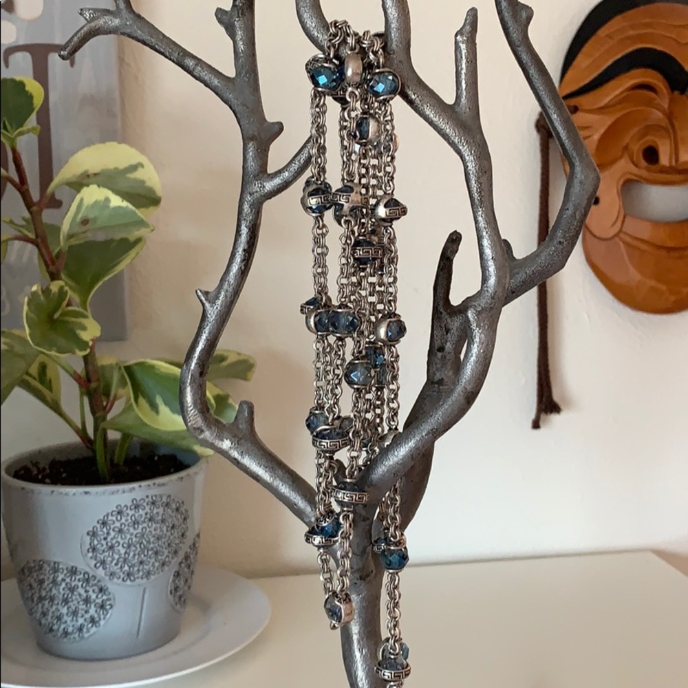 Premier designs silver/blue extra long necklace